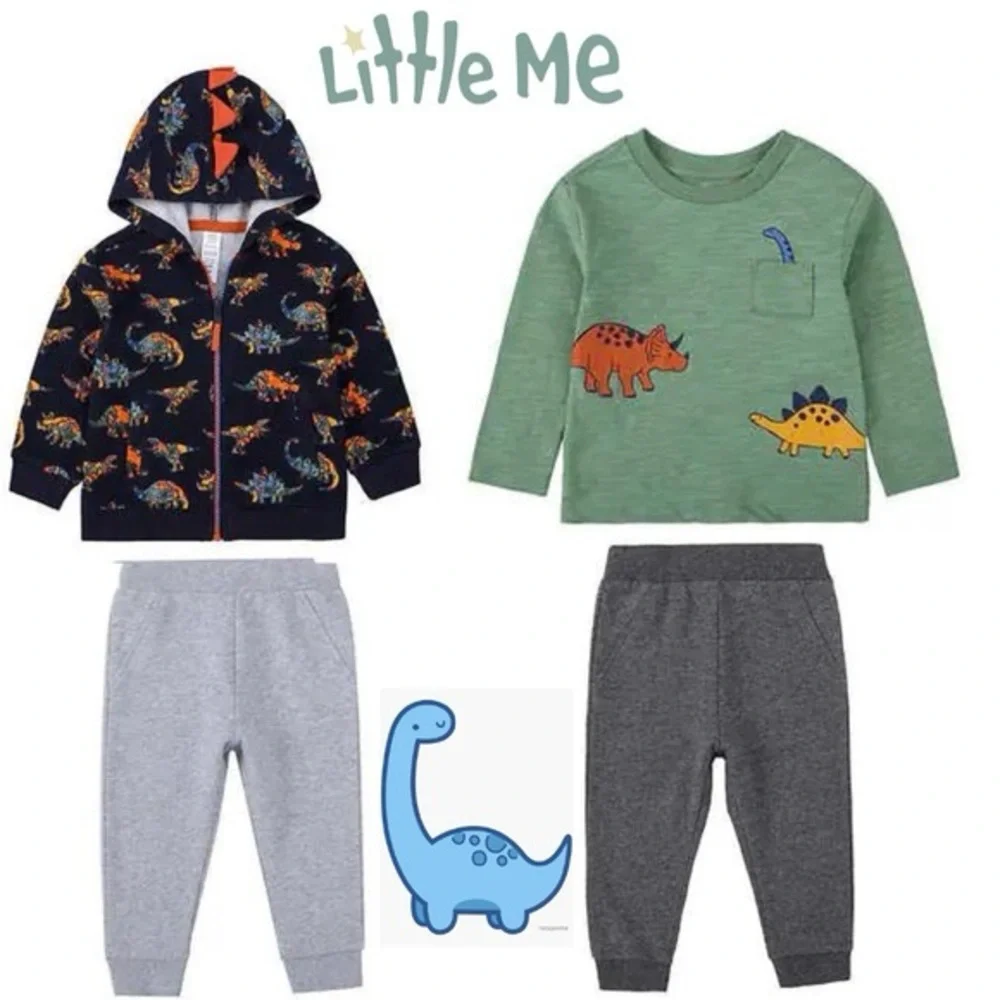 NWT 18 M Dinosaur BUNDLE - Jacket 1 Madison, Sweatsuit Kit+Pearl, Little Me Set